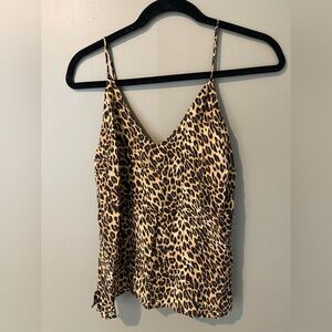 Anine Bing Leopard Silk V Neck Cami Tank Top Small